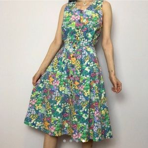 Vintage Floral Button Down Dress